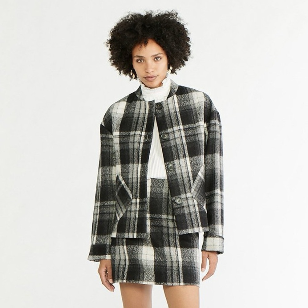 Vanessa Bruno Presley Jacket Plaid Wool Flannel Tartan Bomber